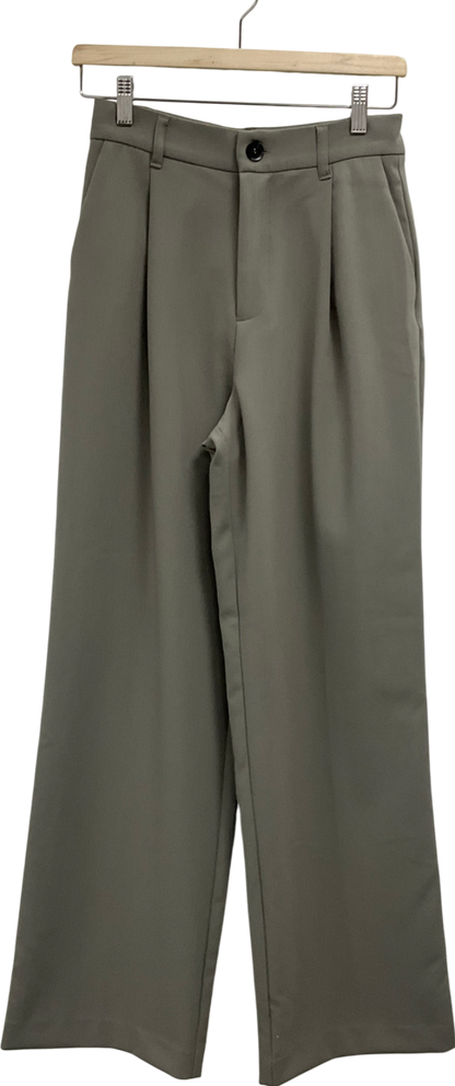 ZARA Green Trousers With Double Pleat UK XS