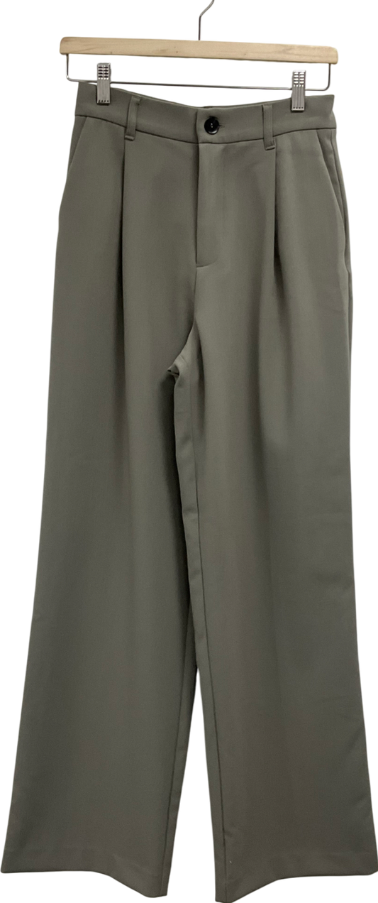 ZARA Green Trousers With Double Pleat UK XS