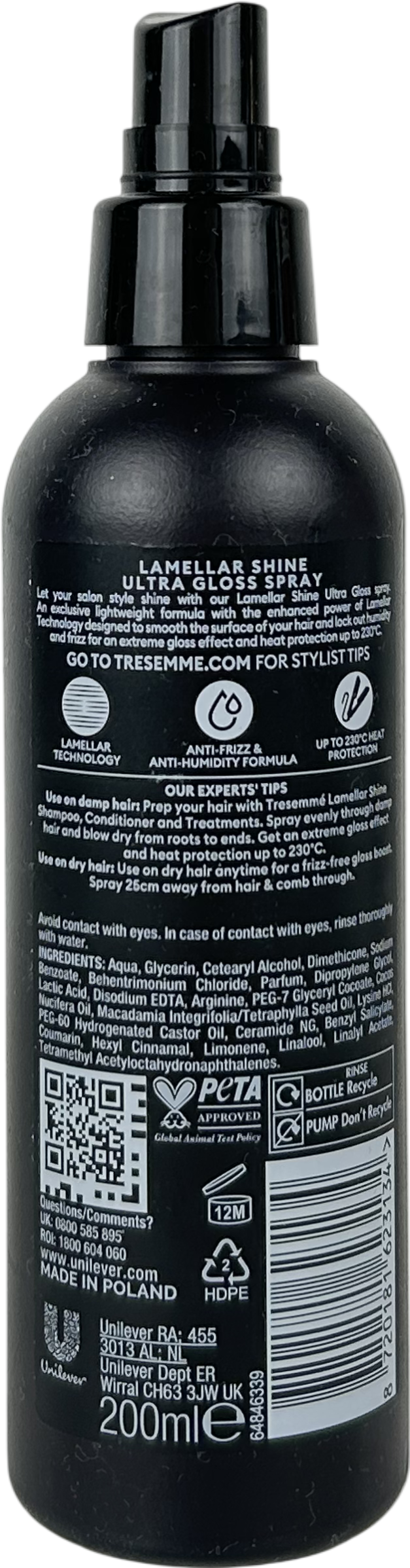 Tresemmé Lamellar Shine Ultra-gloss Spray For Shiny Hair Universal 200ml