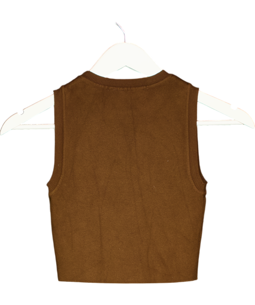 ZARA Brown Sleeveless Knit Top UK S