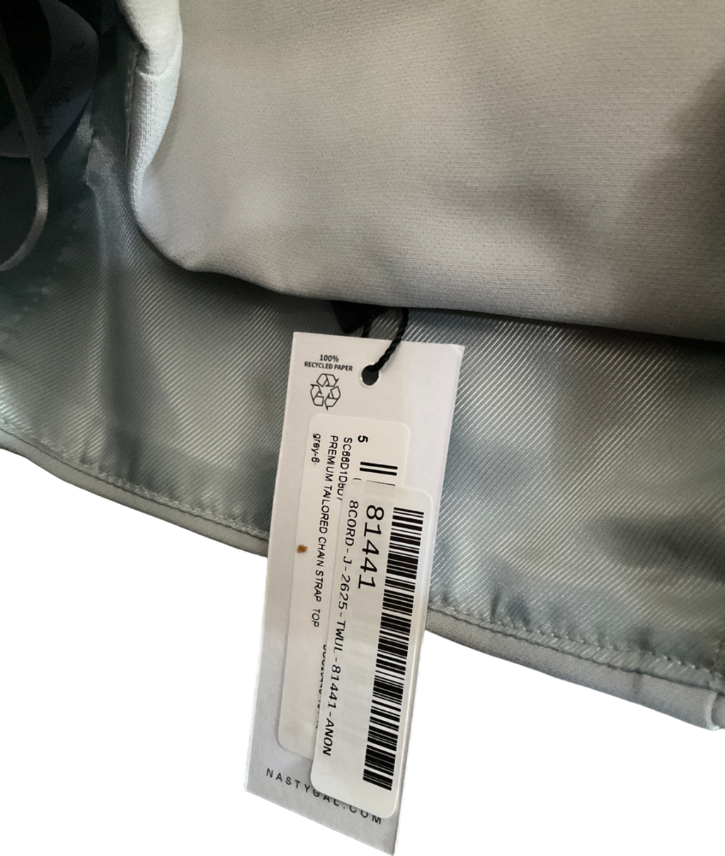 Nasty Gal Grey Premium Tailored Chain Strap Top & Trousers UK 8