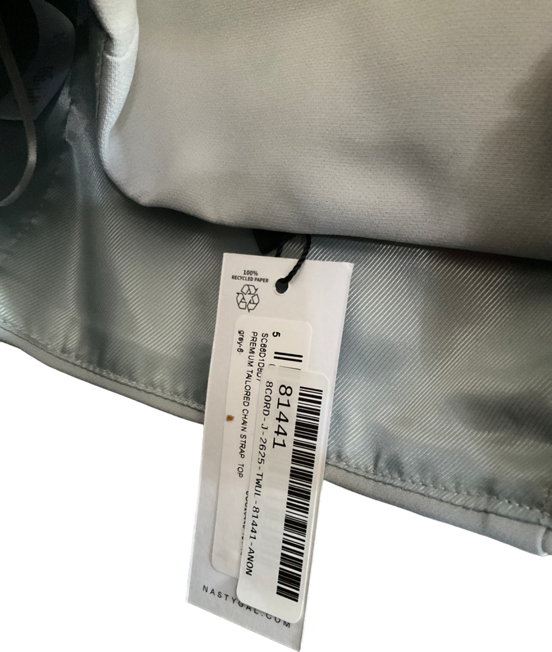 Nasty Gal Grey Premium Tailored Chain Strap Top & Trousers UK 8