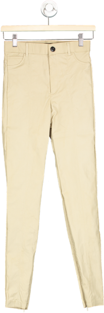 Zara Beige Skinny Coated Trousers EU S