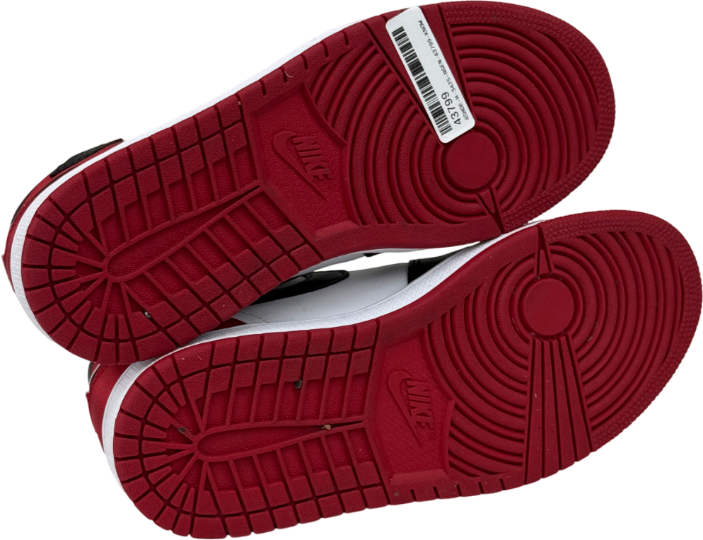 Nike White / Red / Black Jordan 1 Retro High Satin Black Toe Trainers UK 5 EU 38.5 👠