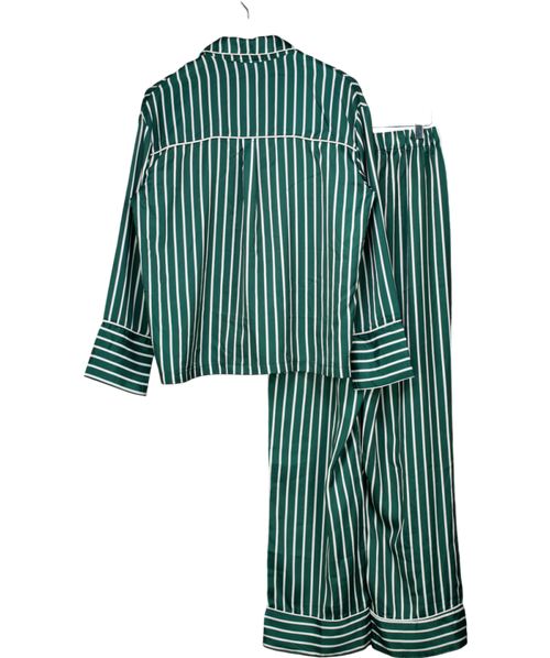 4th & Reckless 2-piece Green Satin Striped Shirt & Trouser Pyjama Set UK S
