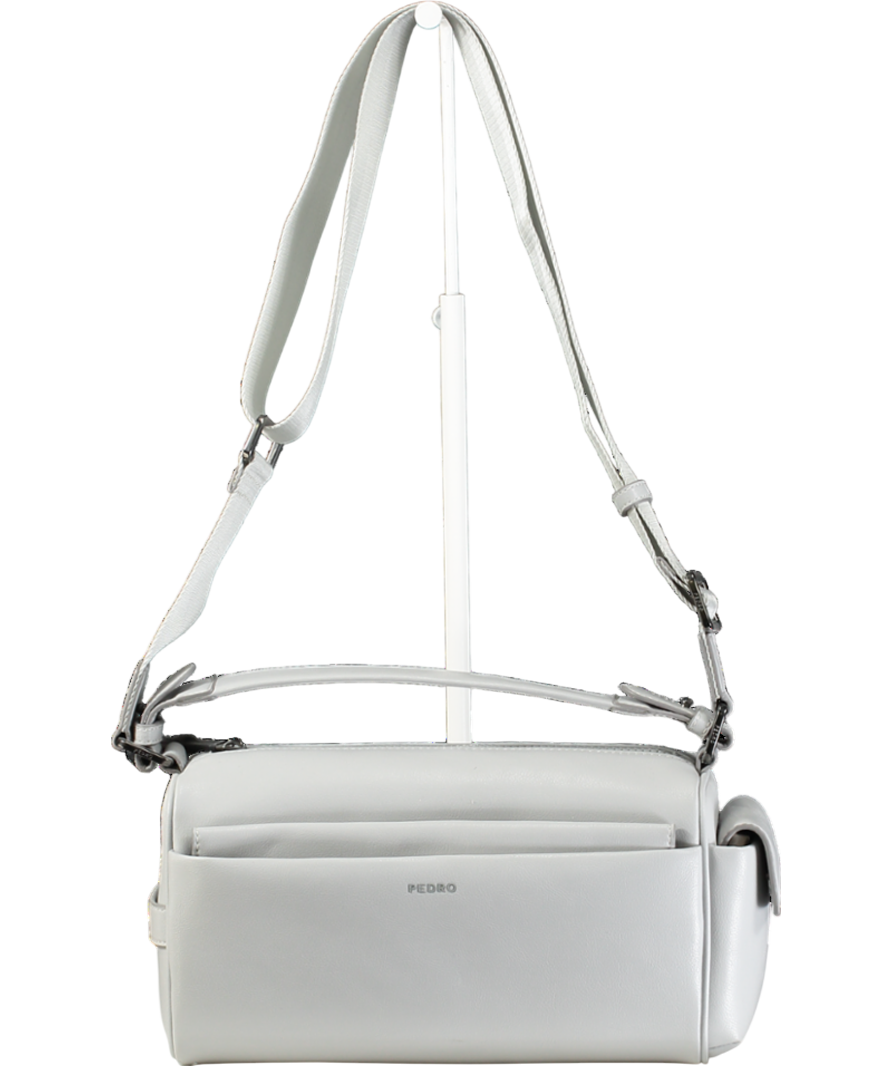 Pedro Grey Leather Messenger Bag One Size