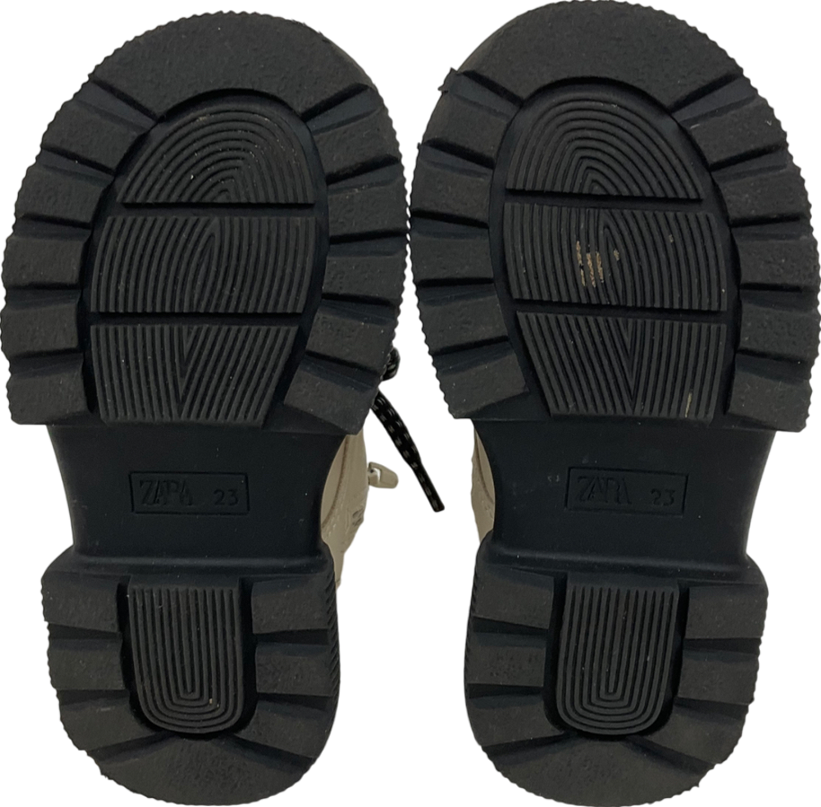 ZARA Cream Chunky Lace Up Ankle Boots UK 6 EU 23 👼