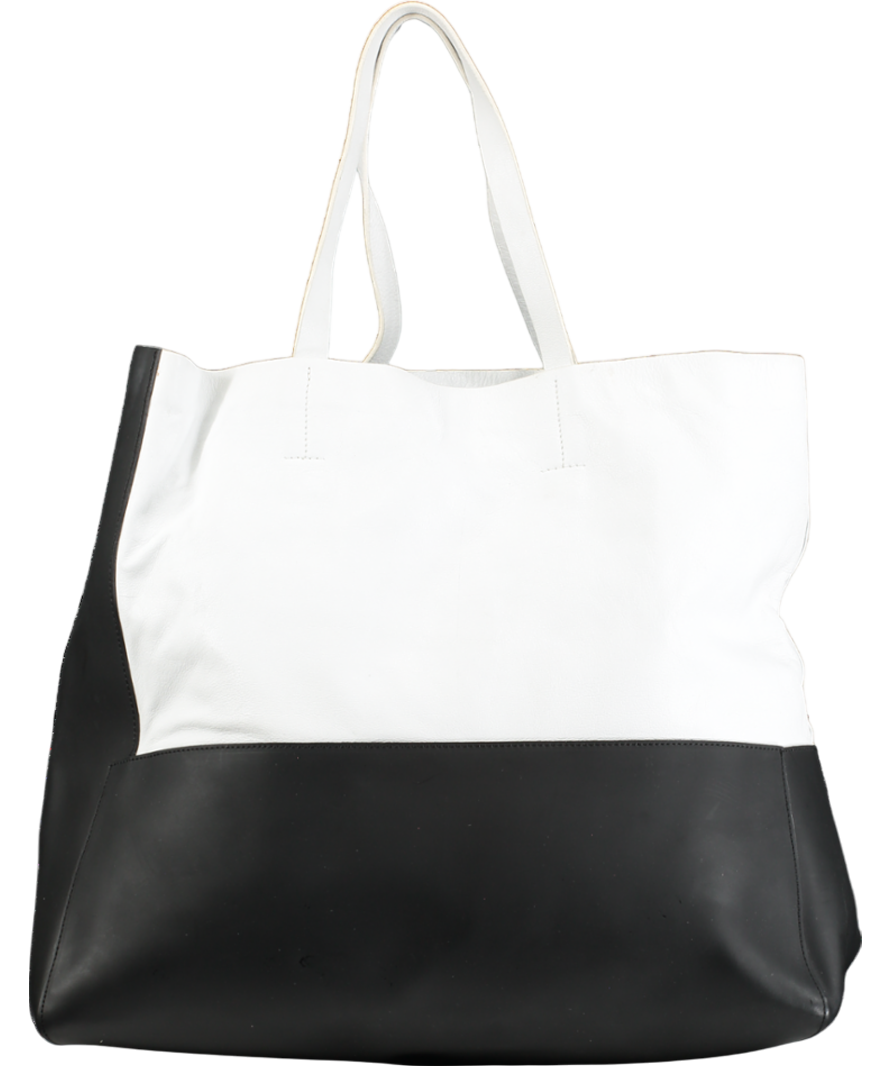 Joseph White / Black Large Leather tote Bag