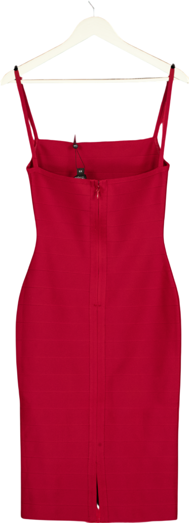 TIGER MIST Cherry Red Midori Midi Sculpting Bandage Dress UK XS