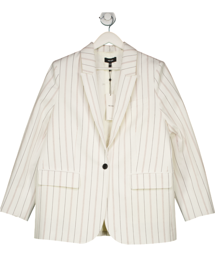 ME+EM White Cotton twill Pinstripe "The Very Useful" Blazer UK 16