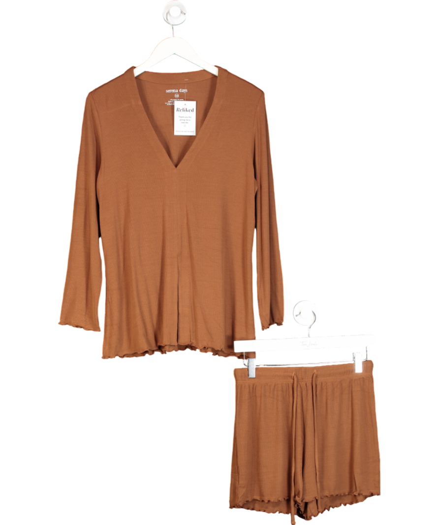 Serena Days Brown Bamboo Rib Two Piece Set UK XS