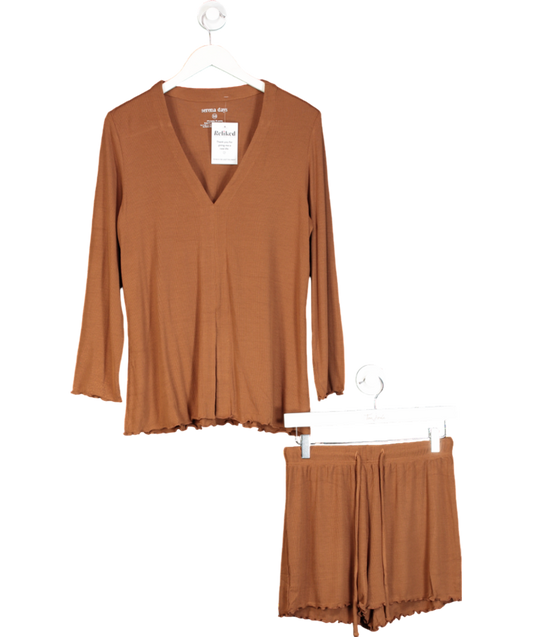 Serena Days Brown Bamboo Rib Two Piece Set UK XS