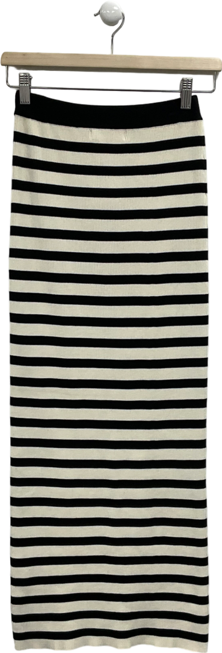 4th & Reckless Black Striped Knitted Maxi Skirt UK 6