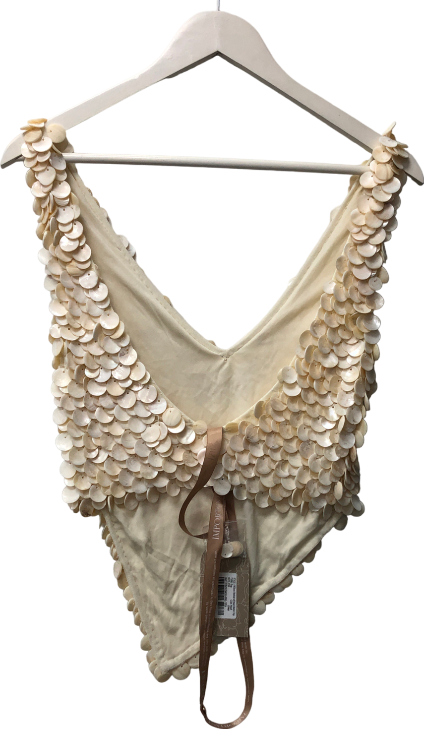 Meshki Cream Willow Mother Of Pearl Halter Top UK XXS