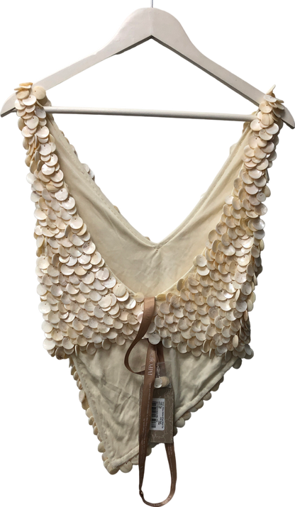 Meshki Cream Willow Mother Of Pearl Halter Top UK XXS