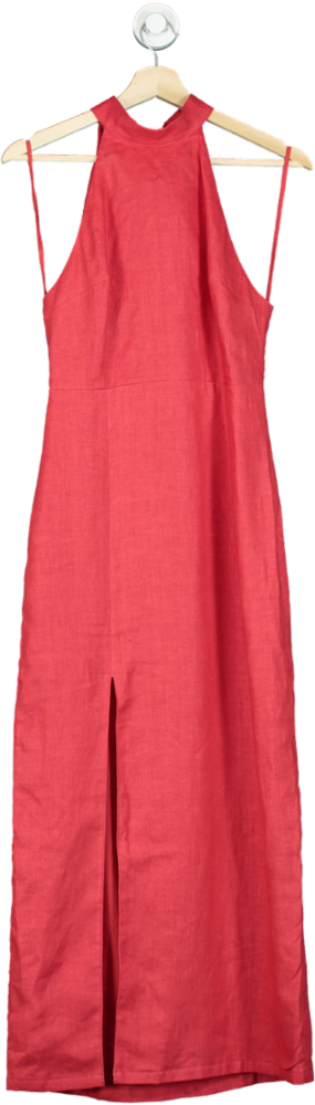 LABECA London Laura Goji Red Linen Halter Neck Dress UK M