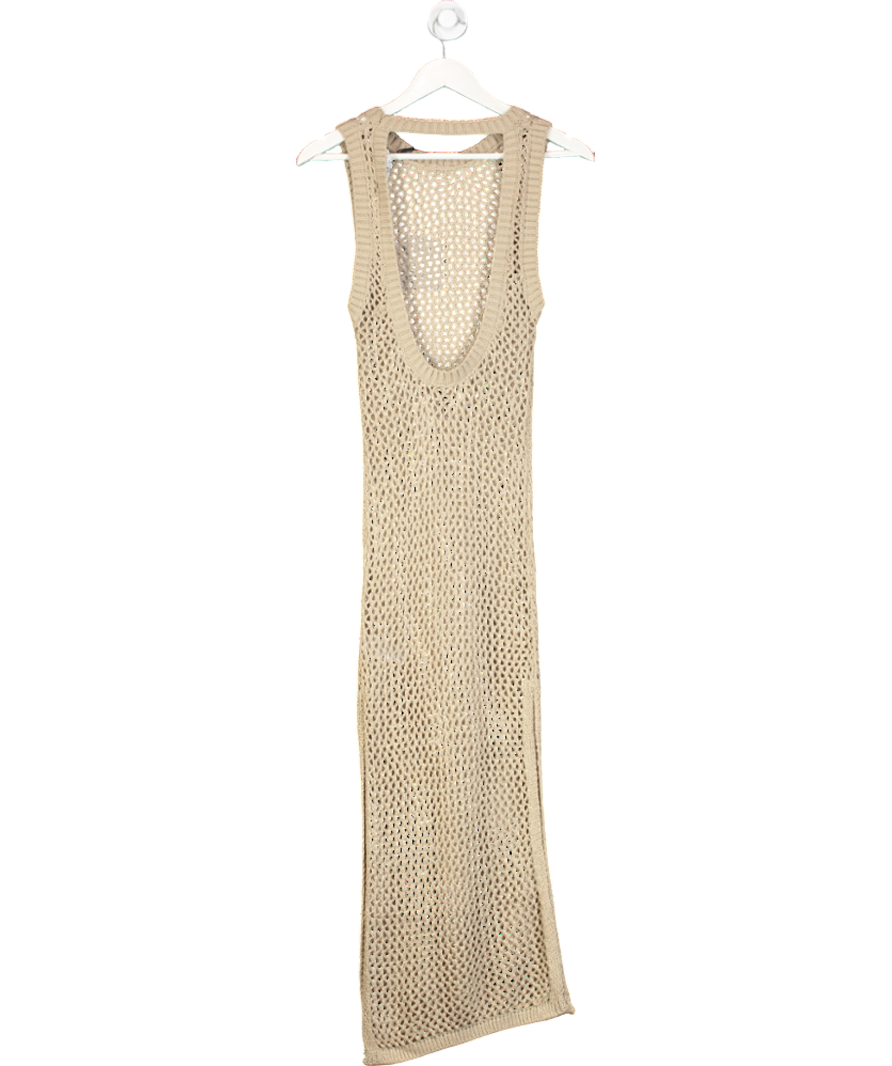 BEACH RIOT Beige Holly Crochet Dress UK S