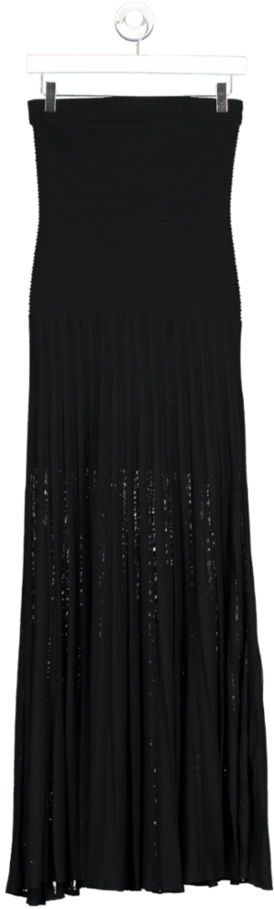 cos Black Pleated Knitted Maxi Dress UK XS