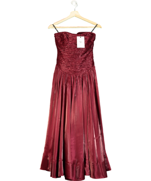 Aje Red Regent Strapless Dress UK 4