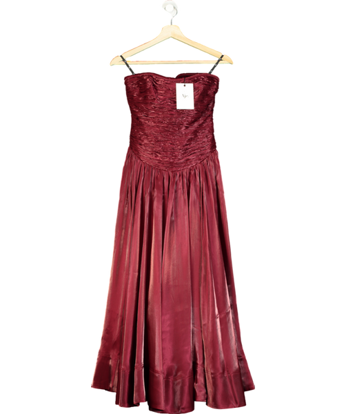 aje regent midi dress Aje Red Regent Strapless Dress UK 4