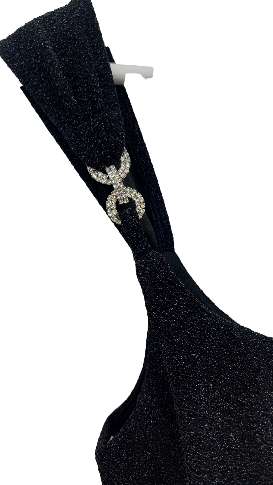 AW Bridal Black Ruffle Hem Embellished Strap Mini Dress UK S