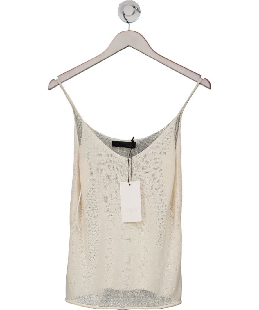 ZARA Cream Knitted Strappy Top UK M