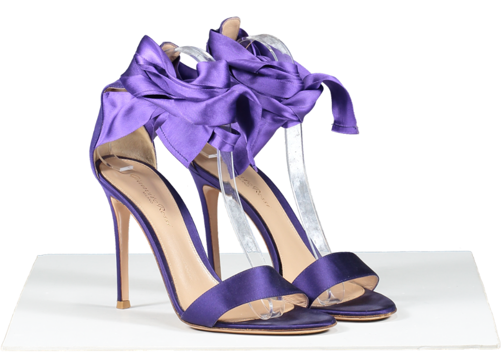 Gianvito Rossi Purple Satin Gala Wrap Open Toe Sandals UK 5 EU 38 👠