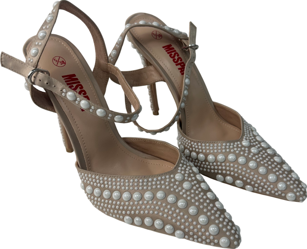 Misspap Nude Gem Heels UK 5 EU 38 👠