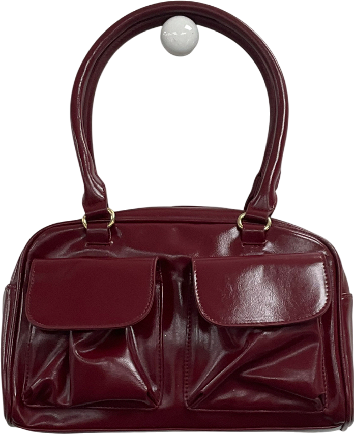 Red Glamorous Top Handle Pocket Detail Bag In Burgundy One Size