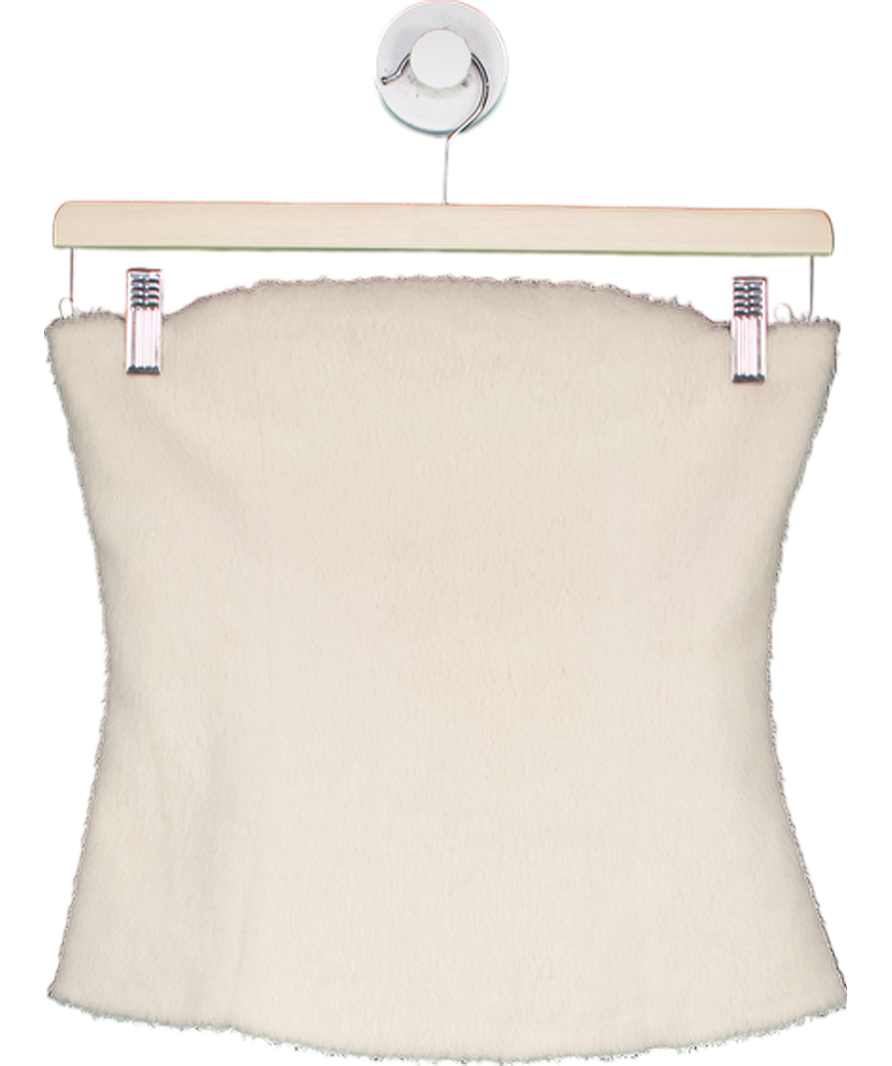 ZARA Cream Faux Fur Bandeau Top UK XS