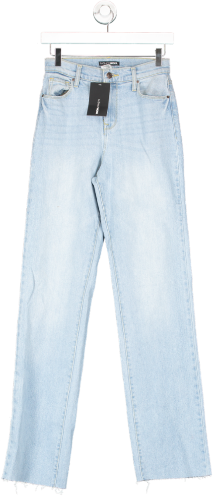 Fashion Nova Blue Tall Cant You Relax Straight Jeans UK XS
