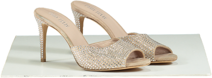 Paris Texas Beige Holly Crystal-Embellished Suede Mules EU 37 UK 4