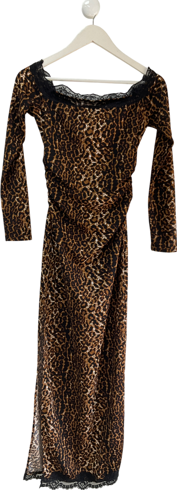 Fashion Nova Brown Jodi Leopard Maxi Dress UK S