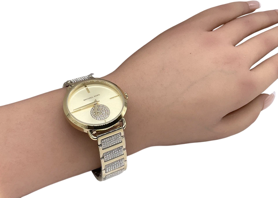 MICHAEL KORS Portia Pave Yellow Gold Dial Ladies Watch - MK3852