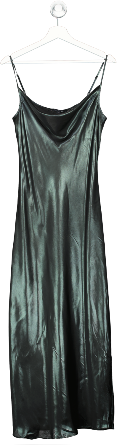 All Saints Green Hadley Metallic Slip Dress UK 10