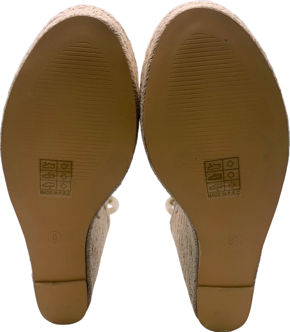 PrettyLittleThing Gold Wide Fit PU Round Toe Asymmetric Strap Platform Heels UK 6