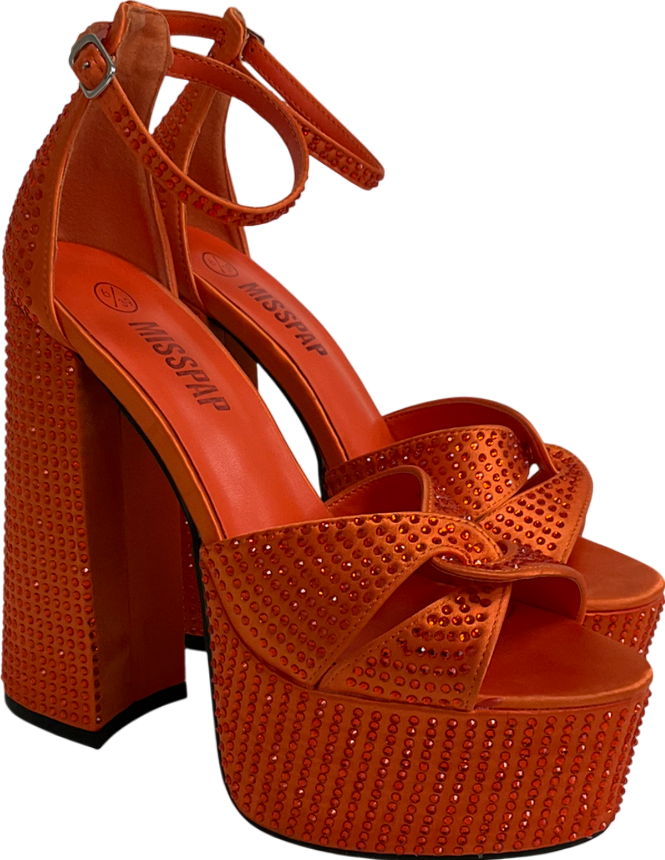 Misspap Orange Diamante Extreme Platform Heels UK 6 EU 39 👠