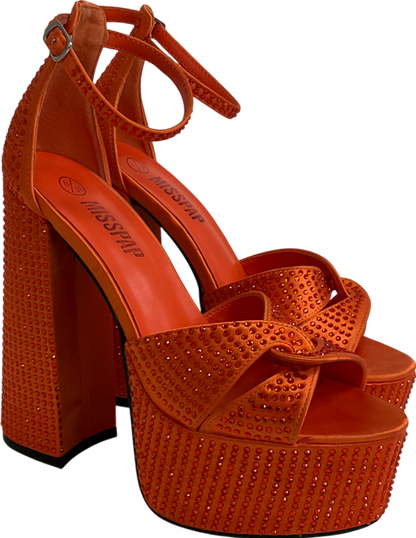 Misspap Orange Diamante Extreme Platform Heels UK 6 EU 39 👠