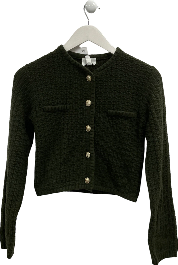 H&M Green Knitted Cardigan UK XS