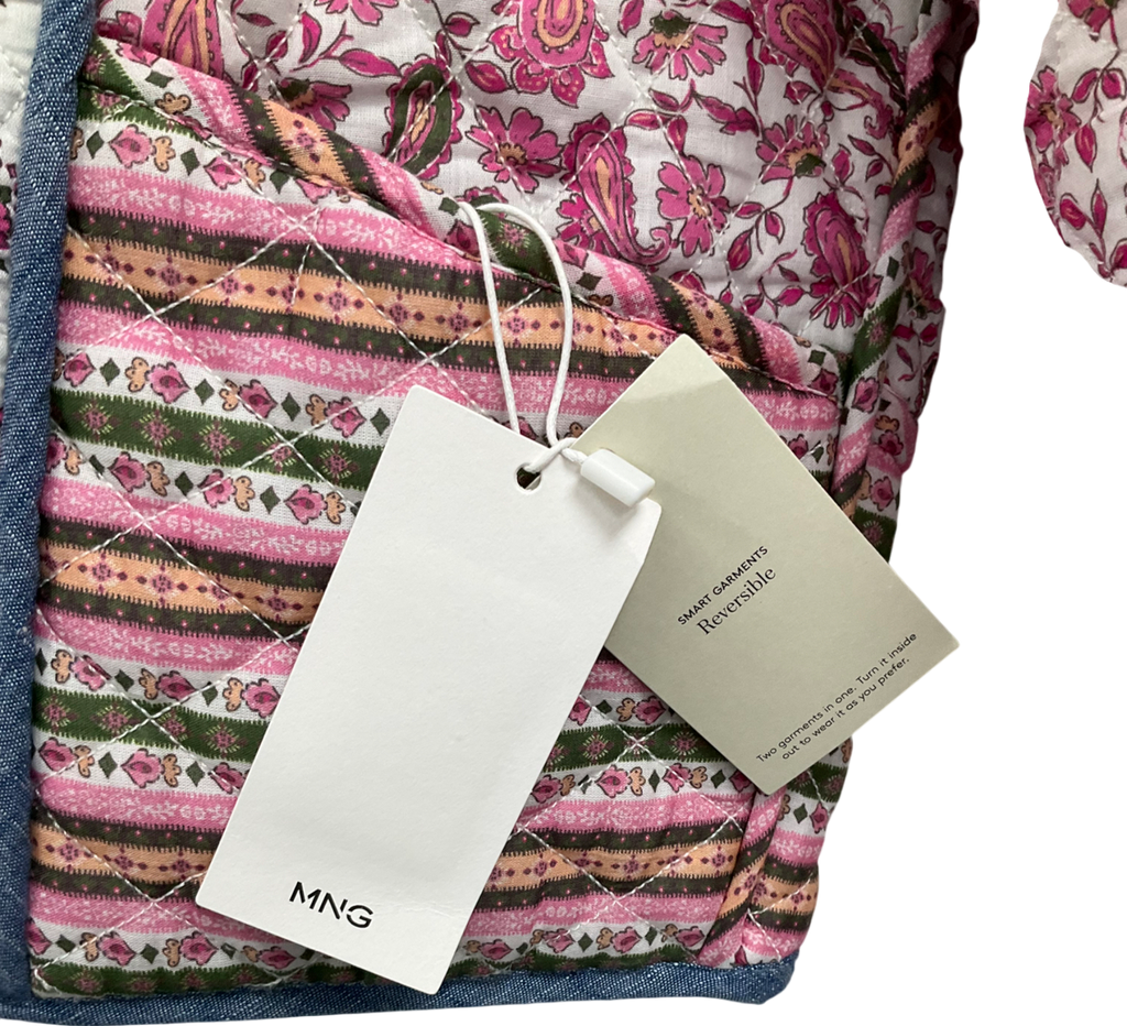 MANGO Pink Reversible Quilted Jacket UK S