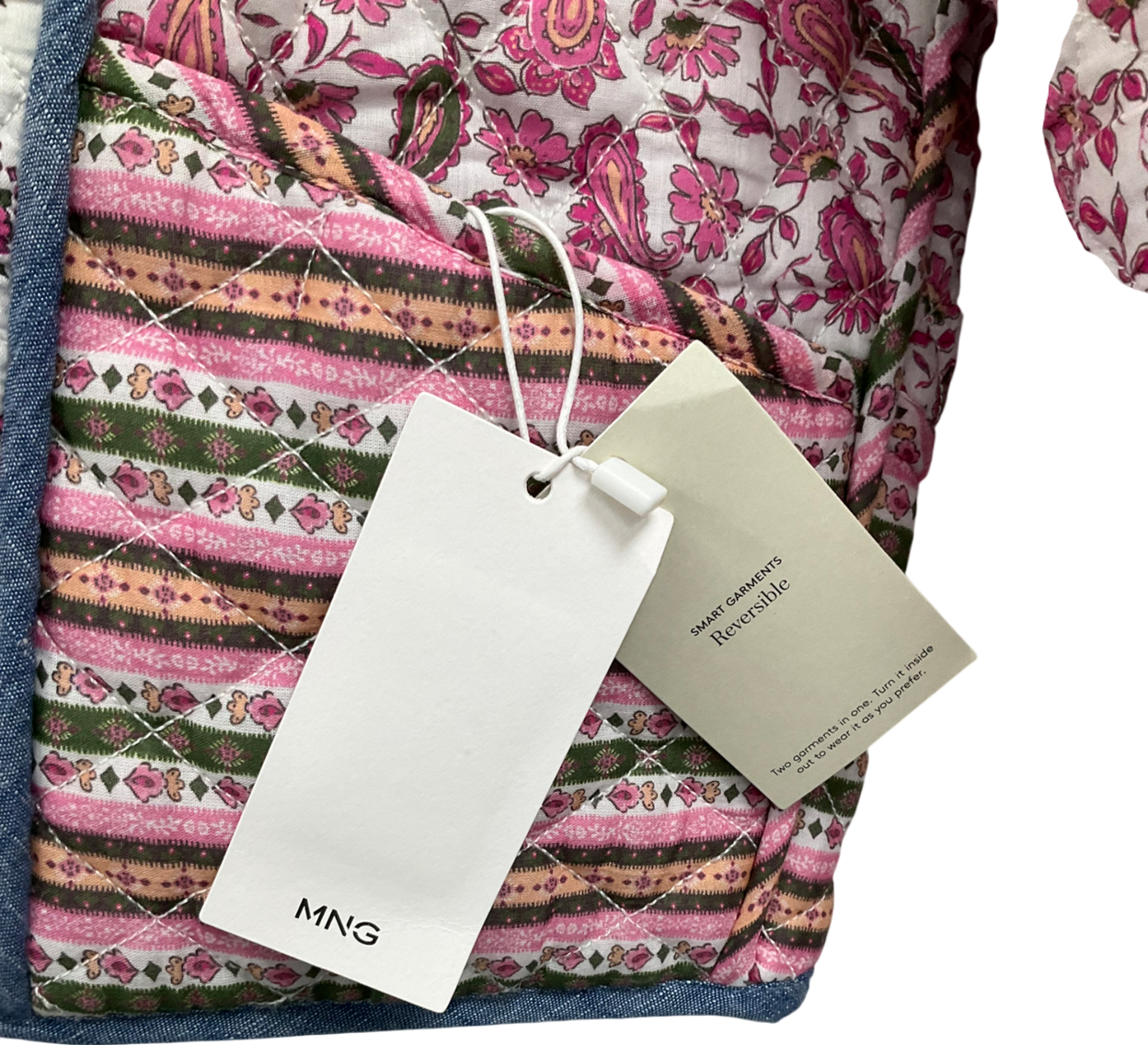 MANGO Pink Reversible Quilted Jacket UK S