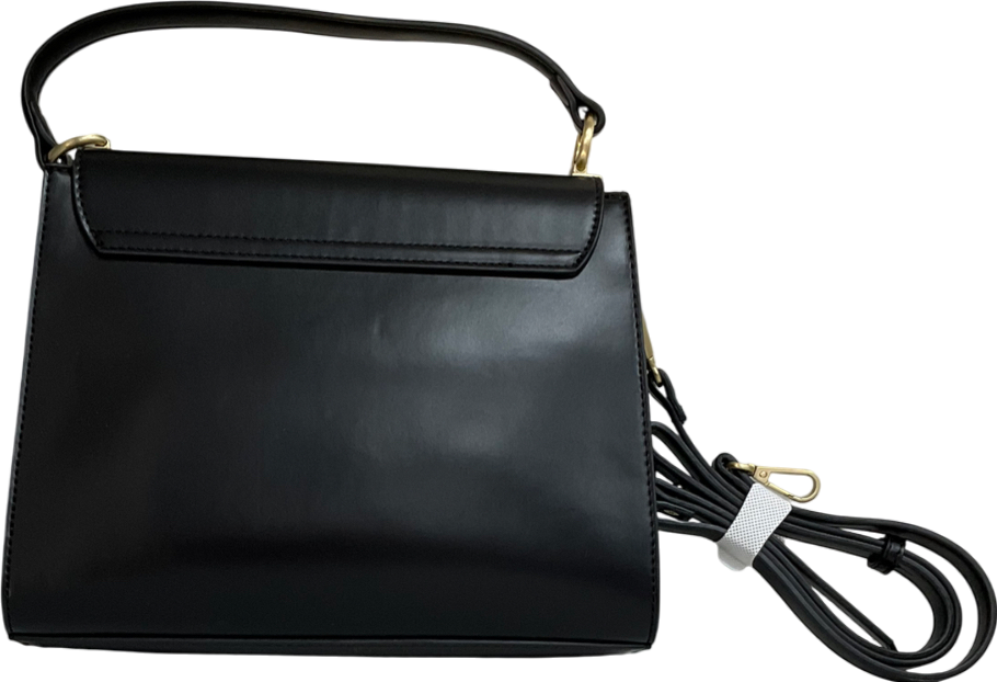 M&S Black Faux Leather Top Handle Tote Bag One Size