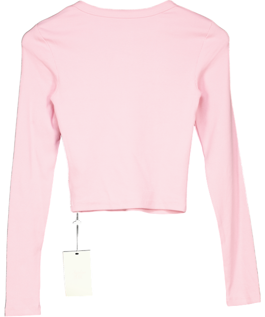 Ru & Rocka Pink Ru X Nap Long Sleeve Ribbed Top UK S