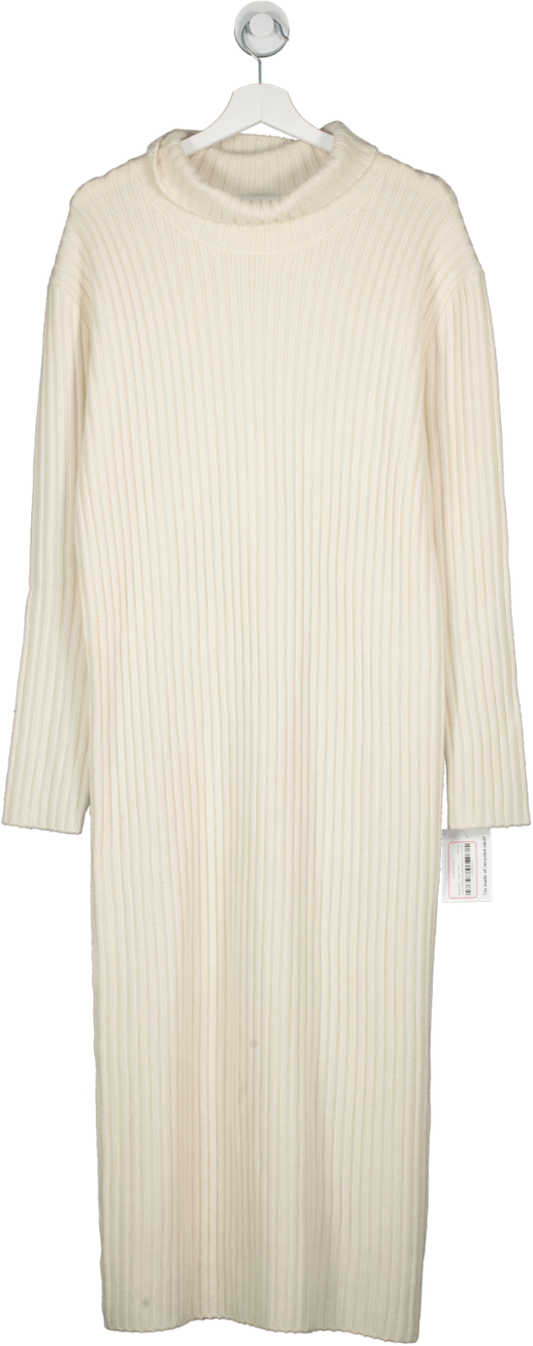 almada label Cream Sue Rib Knit Dress UK XL