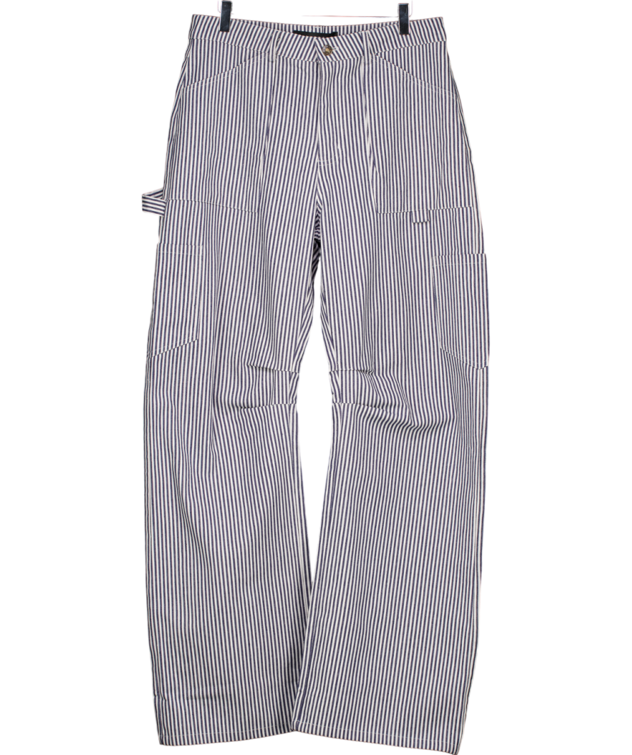 Lioness Model Low Rise Wide Leg Jeans With Blue And White Stripes UK M