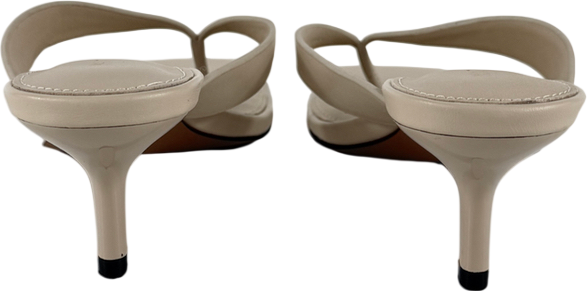 MINT VELVET Cream Betty Leather Kitten Heel Toe Post Sandals UK 3 EU 36