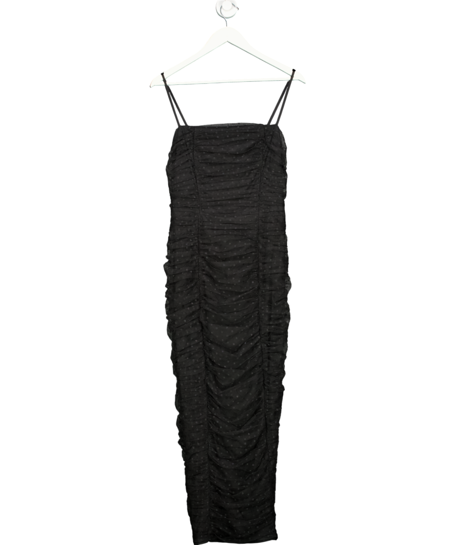 Michelle Keegan Black Dobby Mesh Strappy Bodycon Midi Dress UK 12