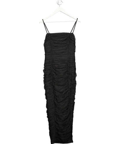 Michelle Keegan Black Dobby Mesh Strappy Bodycon Midi Dress UK 12