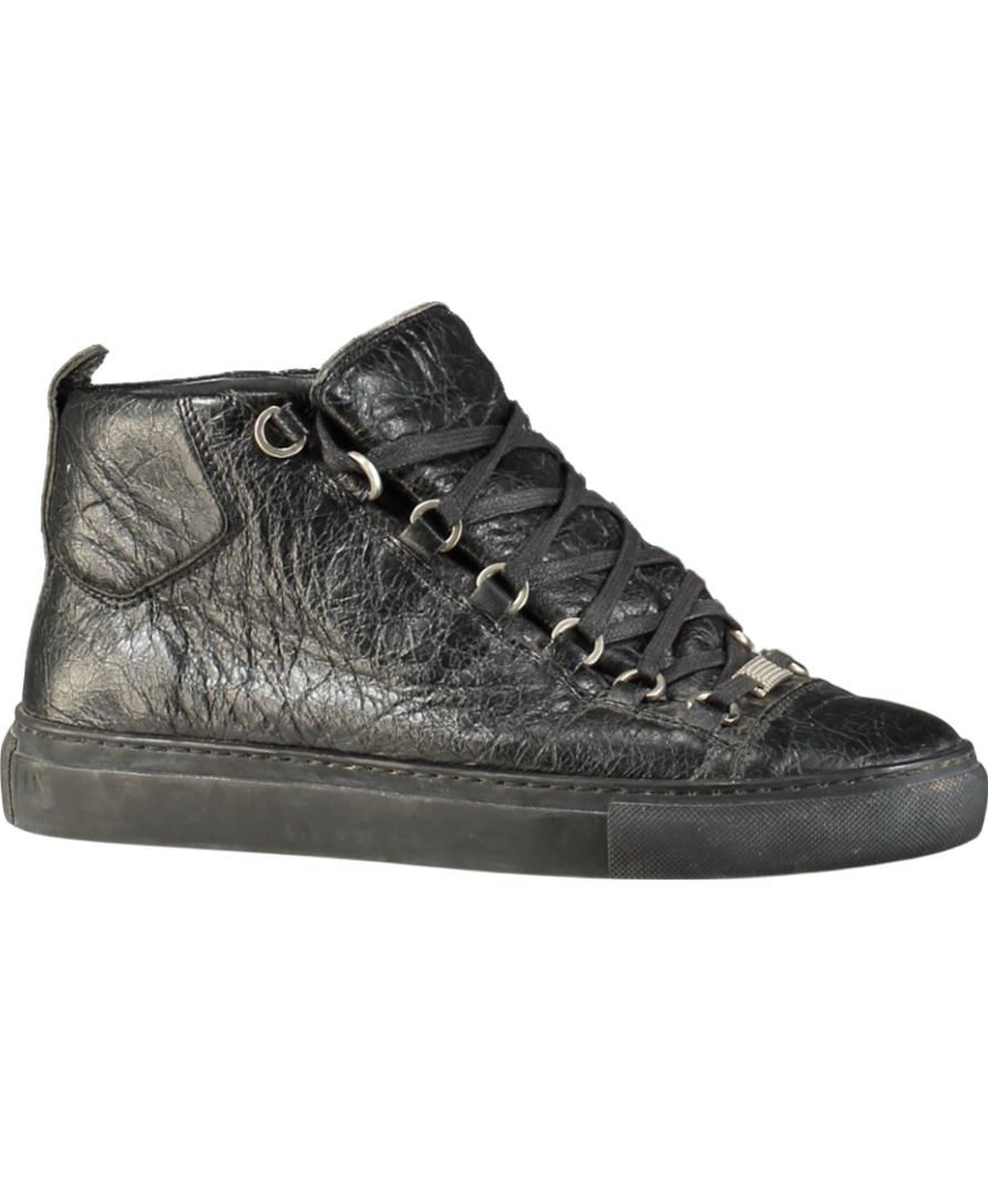 Balenciaga Black Arena Leather High Top Trainers UK 6 EU 39 👠