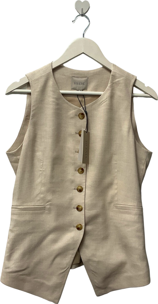 Vivere Beige Sleeveless Vest UK 8